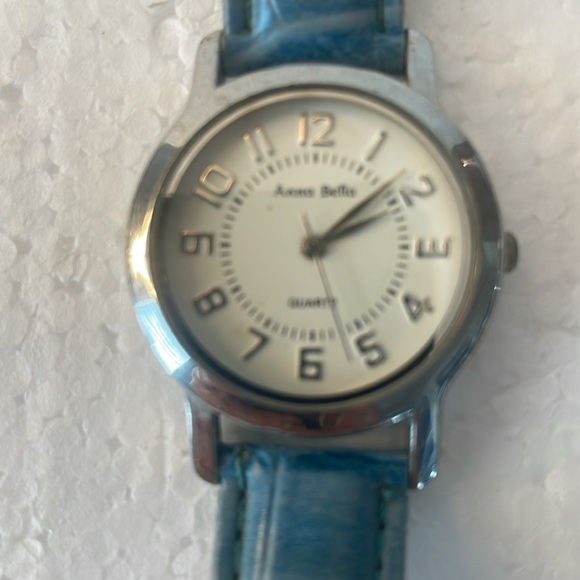 Anna Bella watch quartz blue band Silvertone minute hand round face new battery - Picture 7 of 10